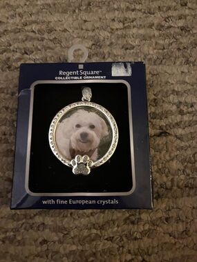 New Regent Square Silver Paw Photo Ornament